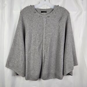 Renuar Gray Stretch Knit Sweater Poncho Cape Womens Size M/L